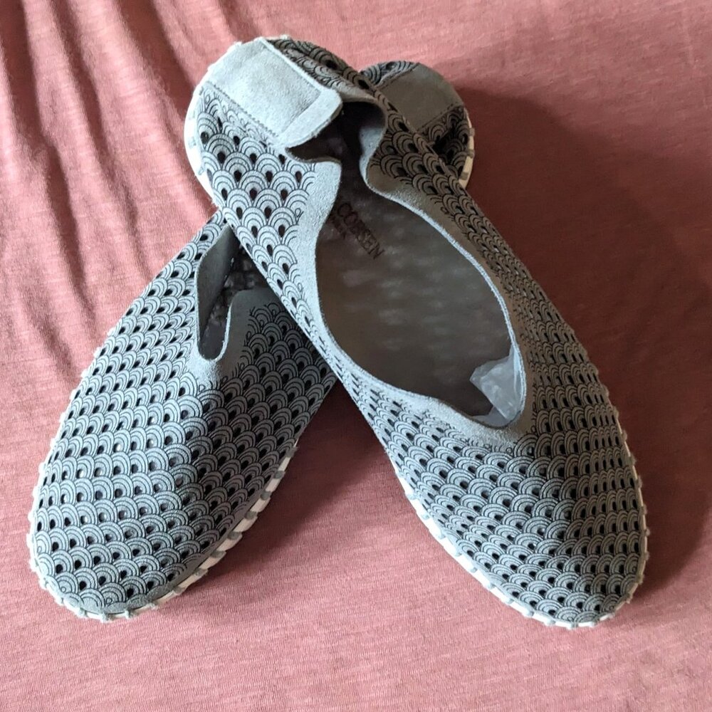 Ilse Jacobsen Tulip Slip-on Gray Perforated Comfort Shoes Size 39 US 8.5